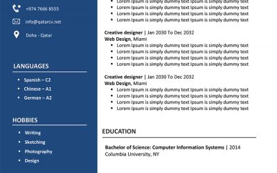 قوالب سيرة ذاتية احترافية للعمل بقطر