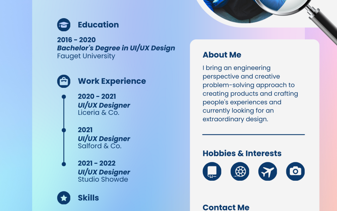 Purple and Pink Gradient UIUX Designer Resume